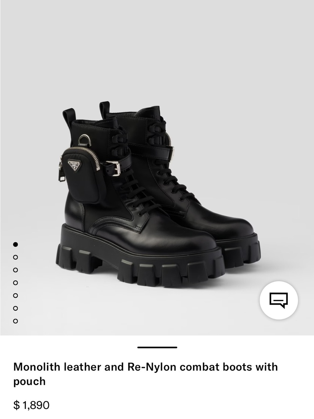 Prada Monolith Leather & Re-Nylon Combat Boots in Black